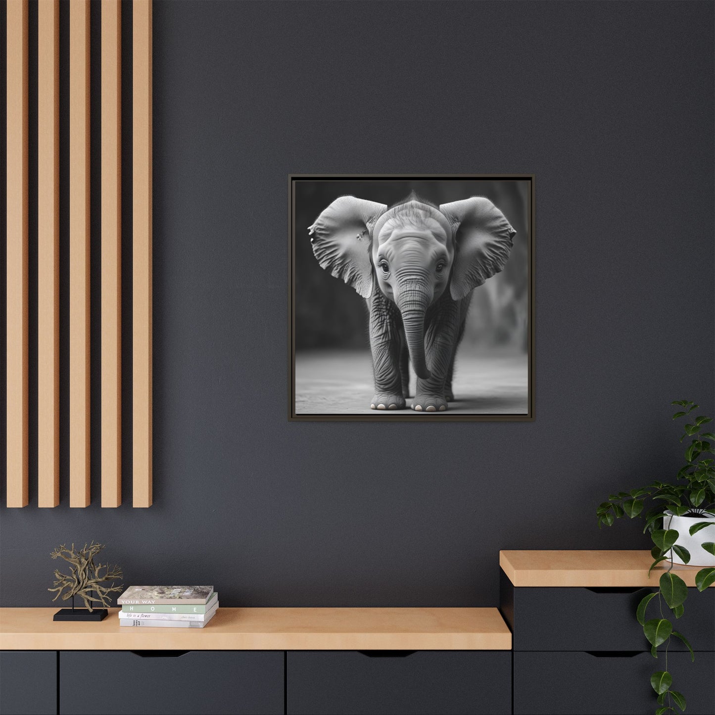 Adorable Baby Elephant Wall Art Black & White Wildlife Photography Print, Cute Safari Animal Home Decor, Elephant Lover Gift