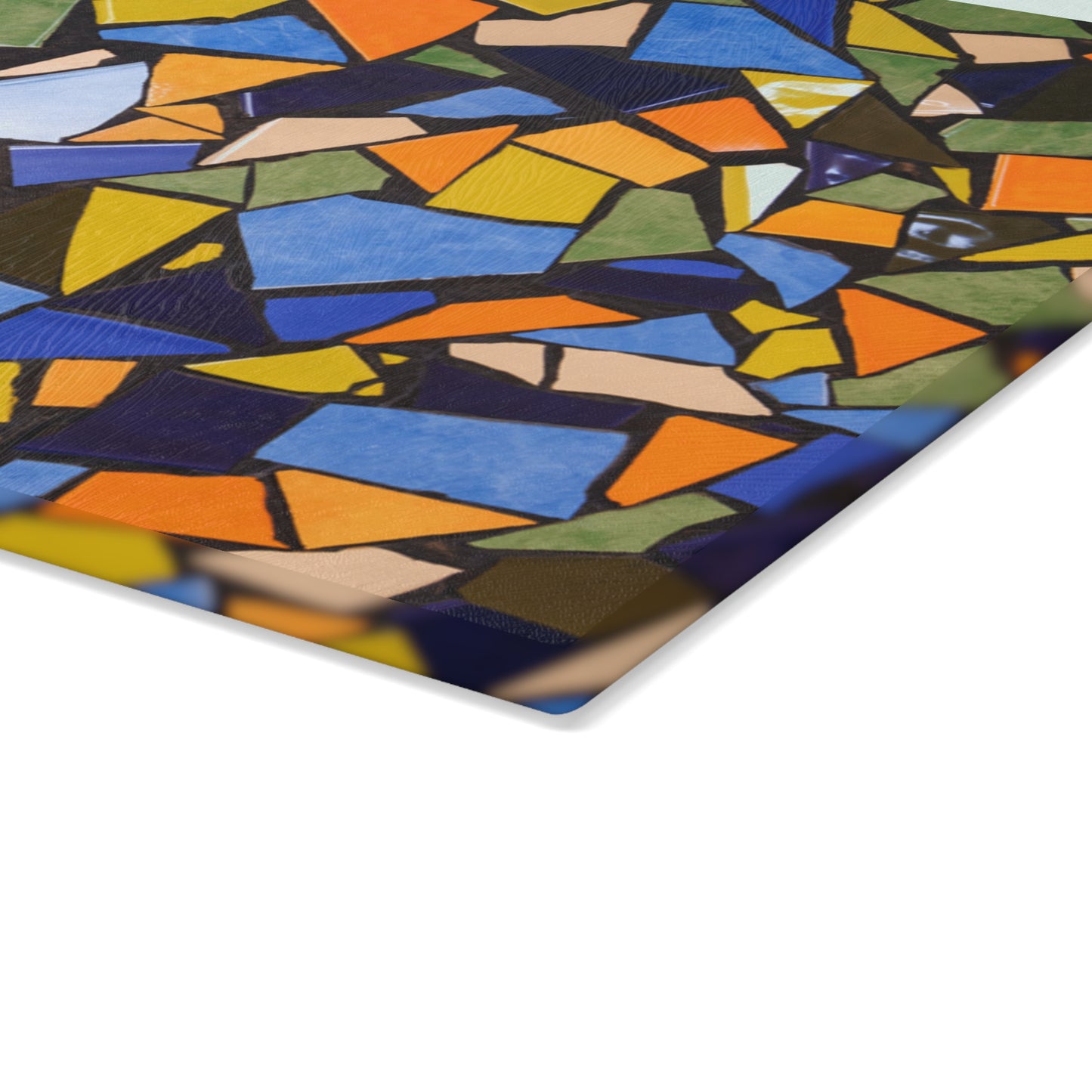 Colorful Mosaic Pattern Glass Cutting Board | Abstract Tile Design