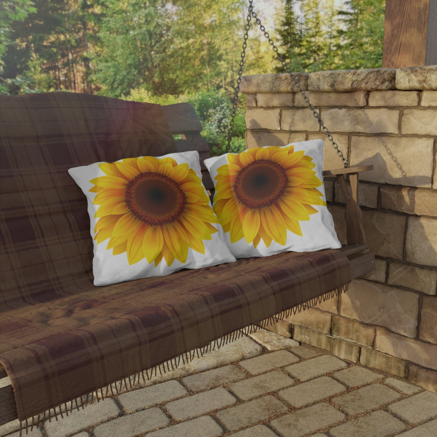 Sunflower Outdoor Throw Pillow | Garden Patio Floral Cushion