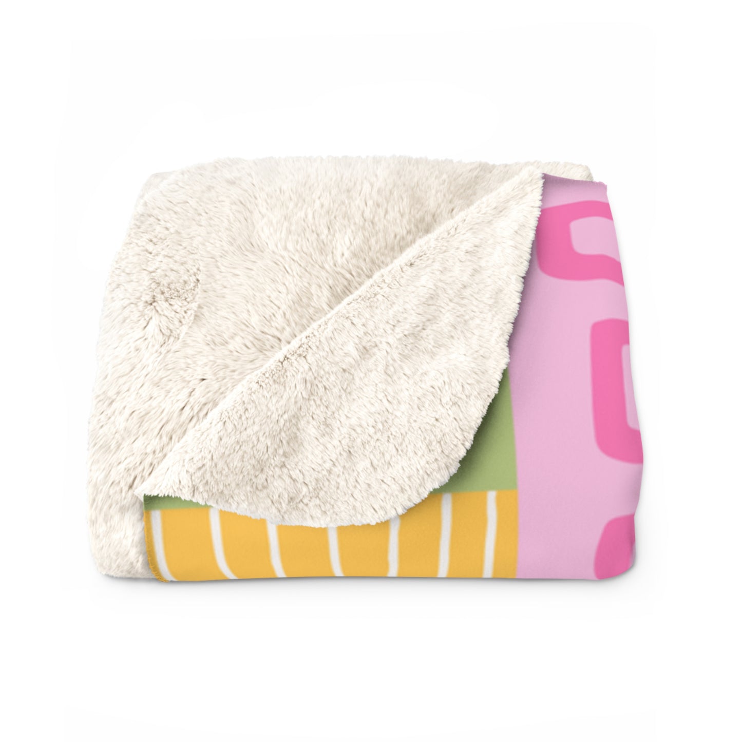Cozy Floral Patchwork Sherpa Blanket — Retro Daisy Fleece Throw
