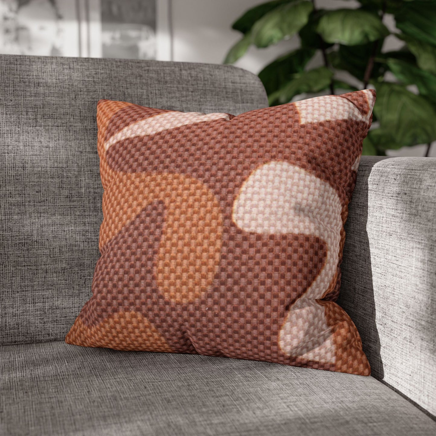 Boho Pillowcase, Bohemian Pillow Cover, Modern Square Pillow Case, Brown Shades