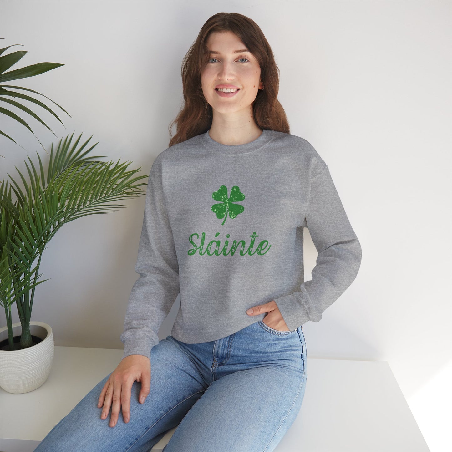 Sláinte Irish Sweatshirt – St Patrick’s Day Shamrock Crewneck – Irish Cheers Shirt – Lucky Clover St Paddy’s Day Sweatshirt