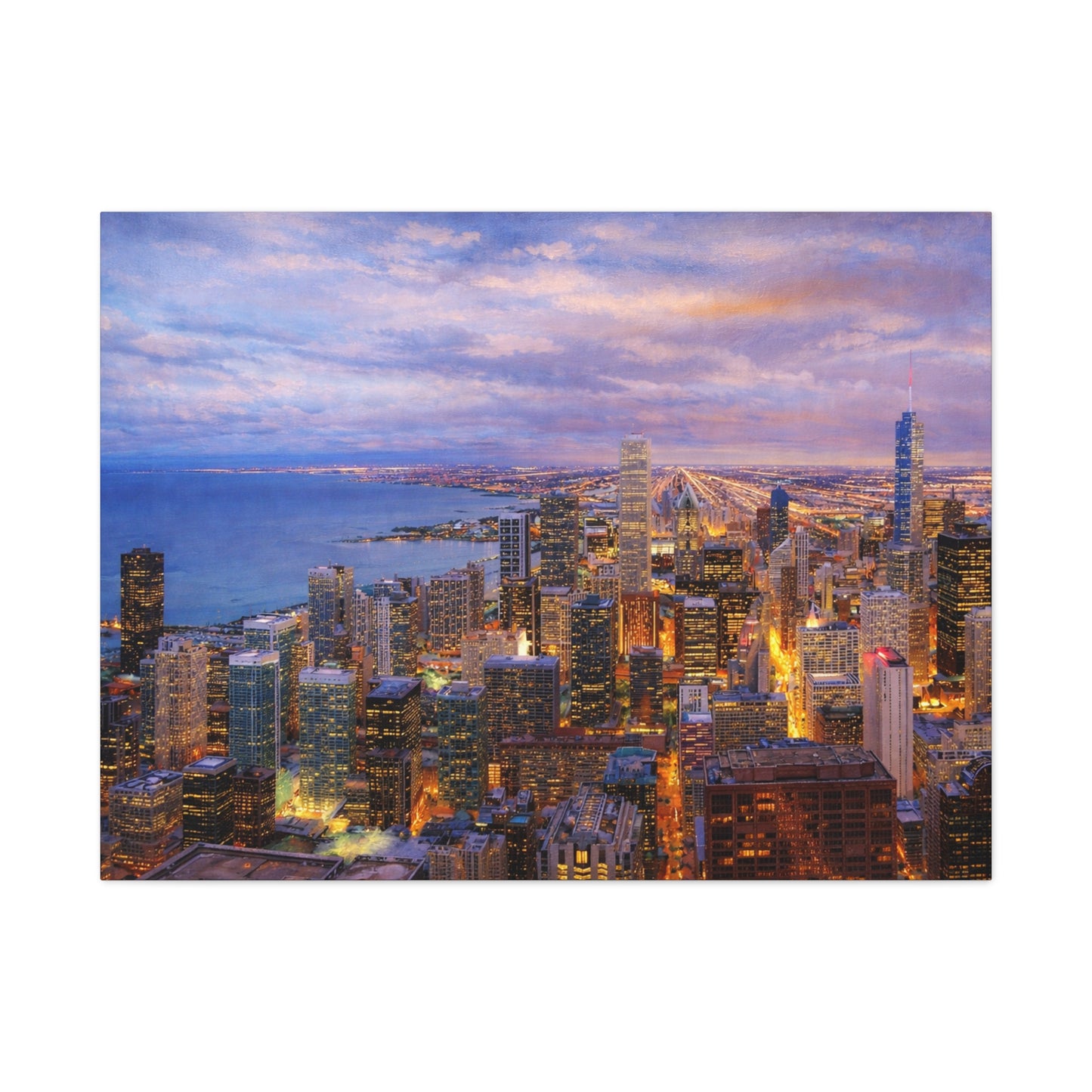Chicago Skyline Canvas Wall Art – Sunset Cityscape Print, Downtown Chicago Decor, Urban Skyline Wall Decor