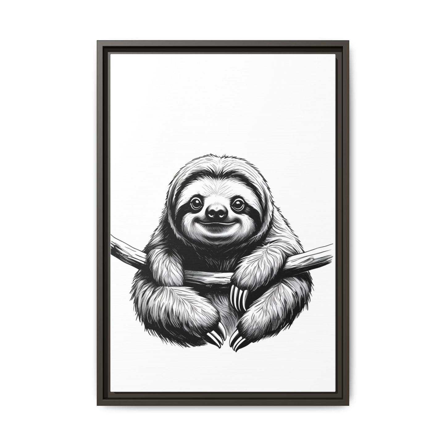 Adorable Sloth Hanging from Tree Branch Black & White Animal Wall Art, Cute Sloth Print, Jungle Theme Nursery Decor, Baby Shower Gift