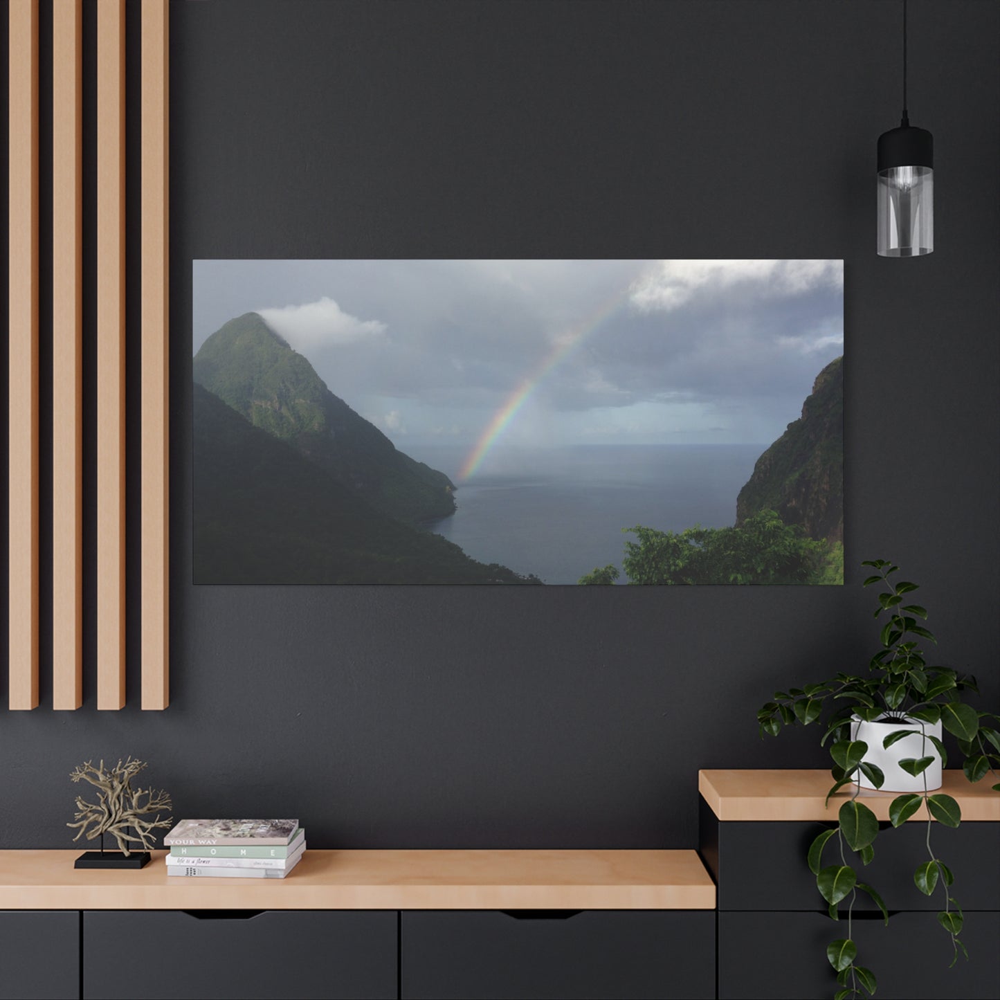 St. Lucia Pitons Rainbow Canvas Art | Caribbean Landscape Photography