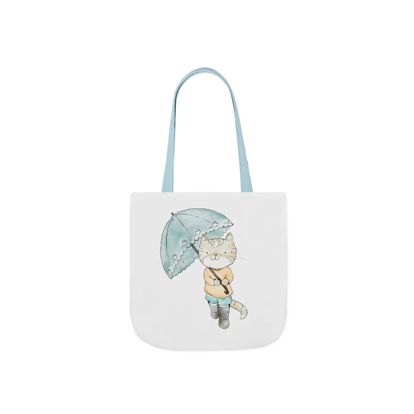 Cat Lover Tote Bag Cute Kitty with Umbrella Rain Boots Cat Lover Eco Tote Bag