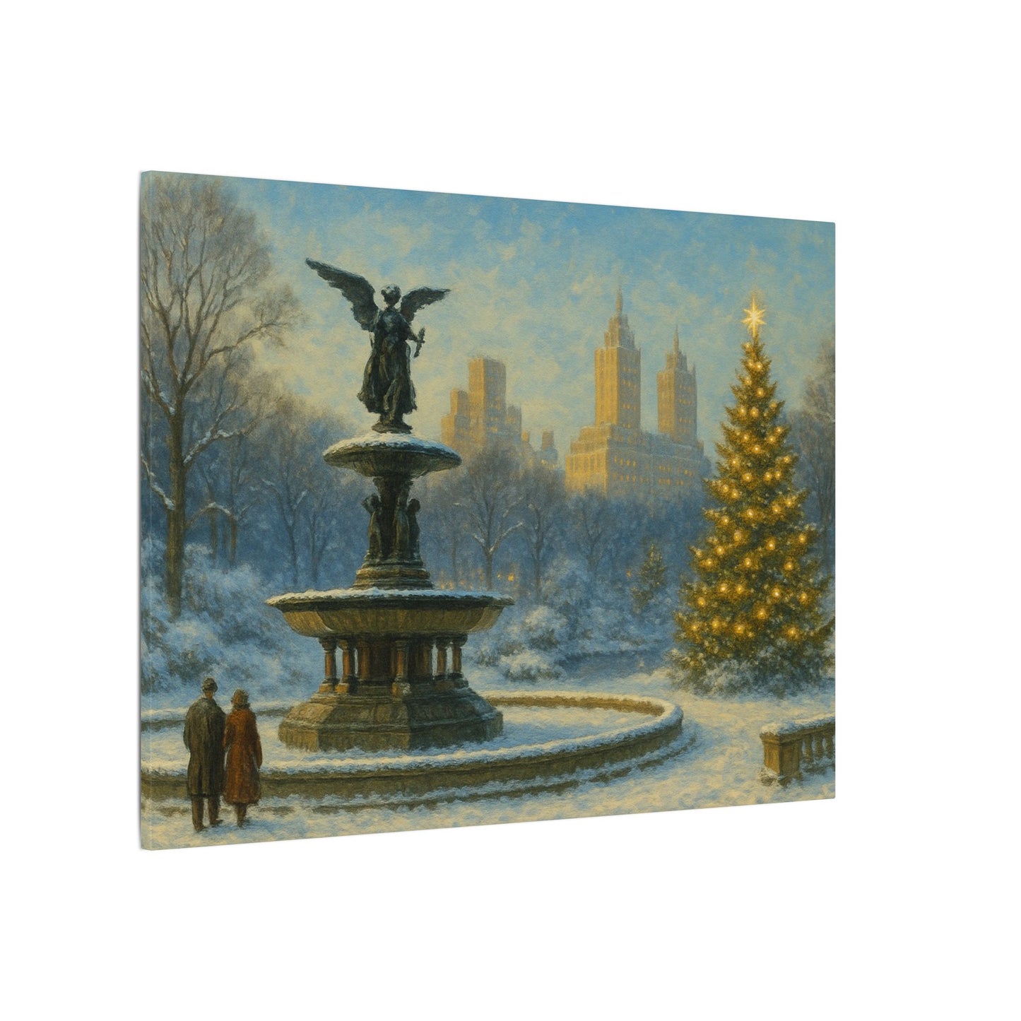 Vintage Christmas's Canvas, Bethesda Terrace Christmas Canvas Print, Central Park NYC  Art