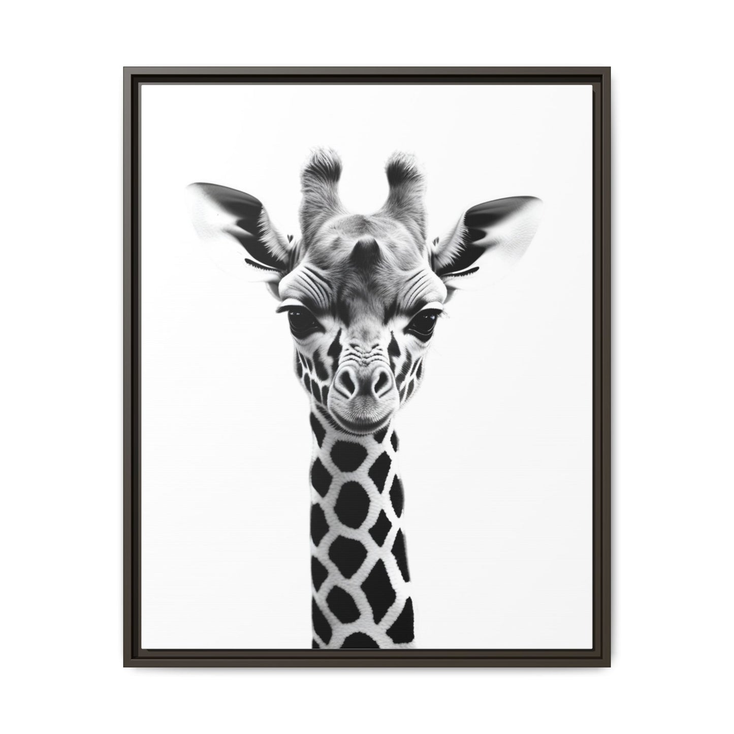 Baby Giraffe Wall Art Black & White Wildlife Photography Print, Cute Giraffe Lover Gift