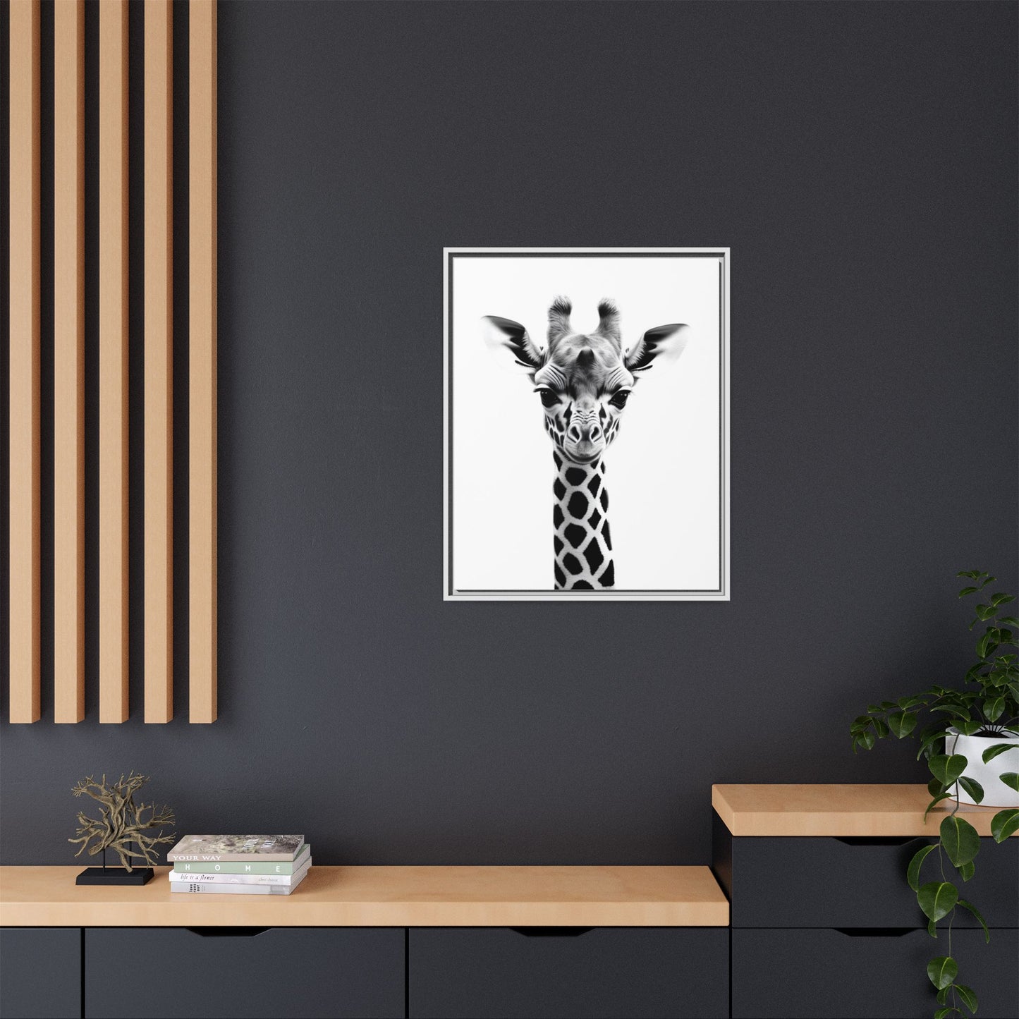 Baby Giraffe Wall Art Black & White Wildlife Photography Print, Cute Giraffe Lover Gift