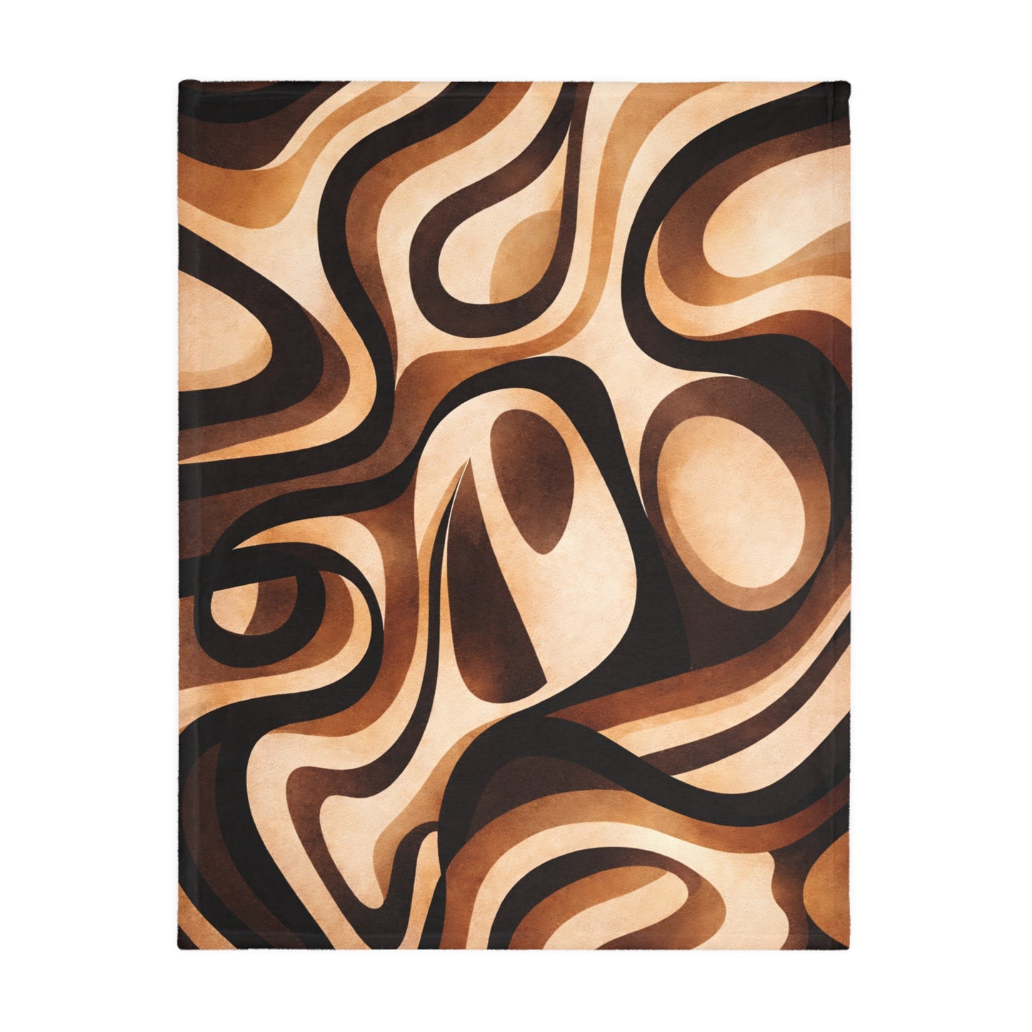 Caramel Coffee Swirl Velveteen Throw Blanket | Cozy Neutral Decor