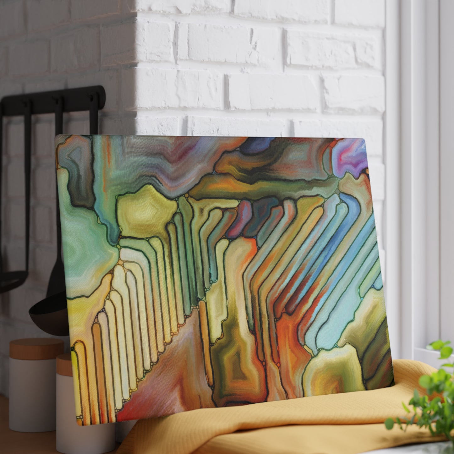 Abstract Geode Glass Cutting Board | Colorful Agate Kitchen Decor