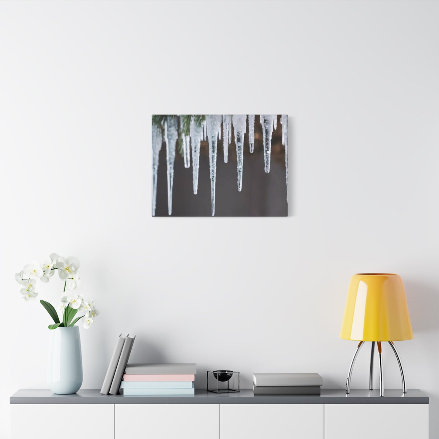 Icicles on Pine Branch Christmas Wall Art | Winter Mantle Decor