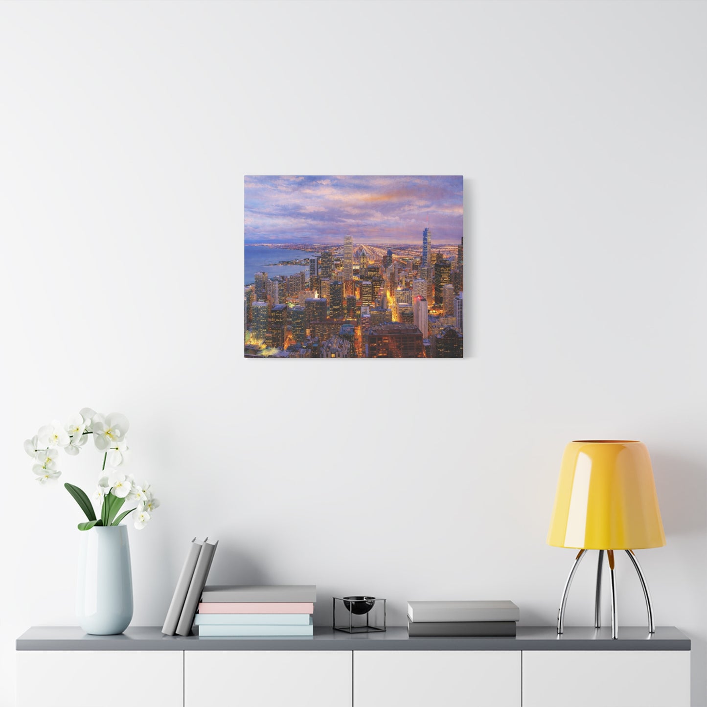 Chicago Skyline Canvas Wall Art – Sunset Cityscape Print, Downtown Chicago Decor, Urban Skyline Wall Decor