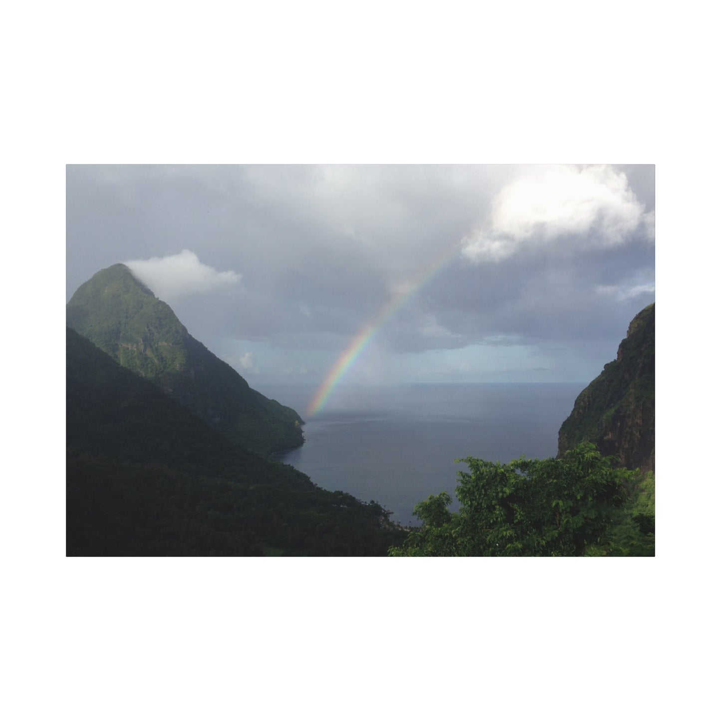 St. Lucia Pitons Rainbow Canvas Art | Caribbean Landscape Photography