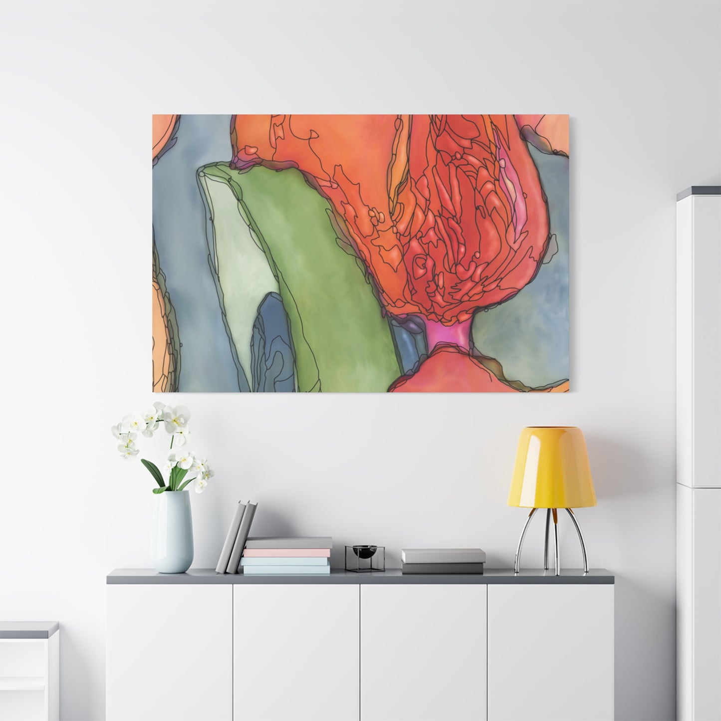 Abstract Pastel Canvas Wall Art | Modern Matte Stretched Canvas Decor