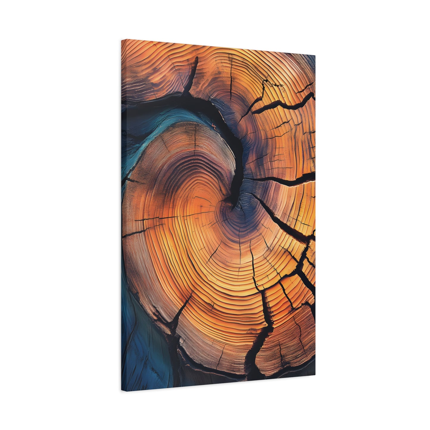 Colorful Wood Ring Canvas Wall Art, Abstract Tree Slice Print, Modern Rustic Decor, Vibrant Tree Rings Art on Canvas, Earthy Boho Wall Print