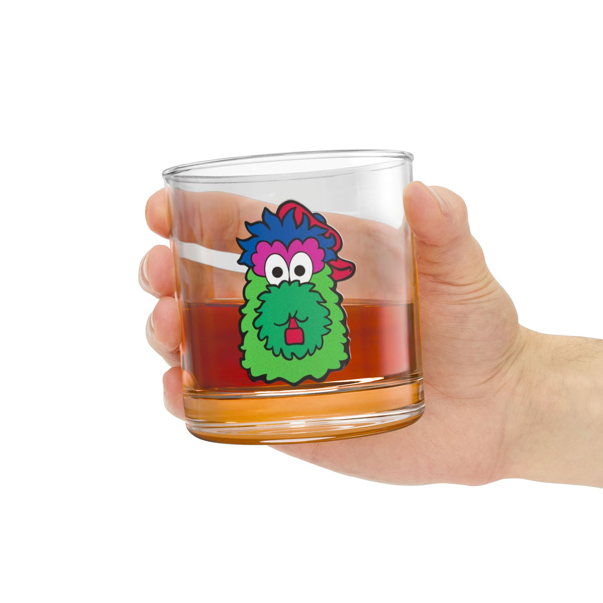 Philly Inspired Rocks Glass, Cartoon Mascot Glass, Baseball Fan Gift