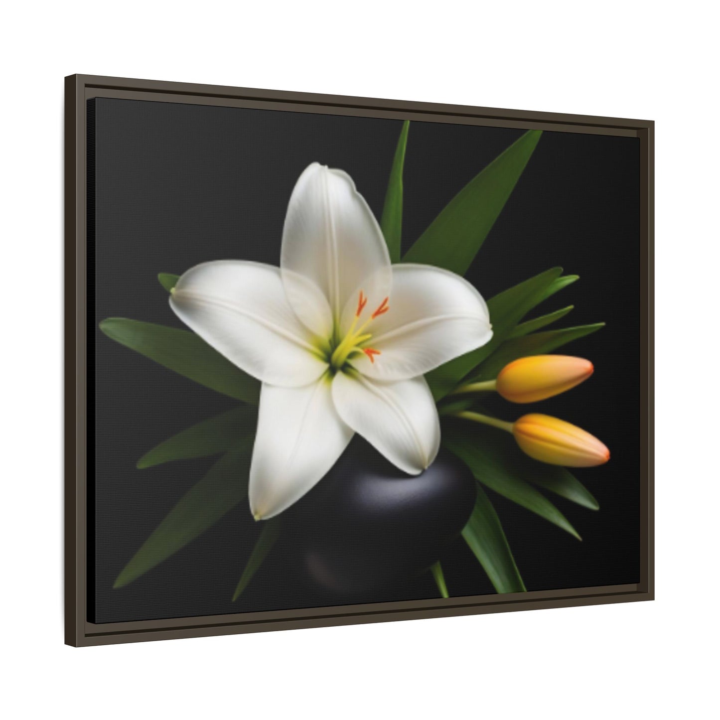White Lily Wall Art Canvas Print Framed | Elegant Floral Wall Decor for Bedroom, Living Room, Bathroom