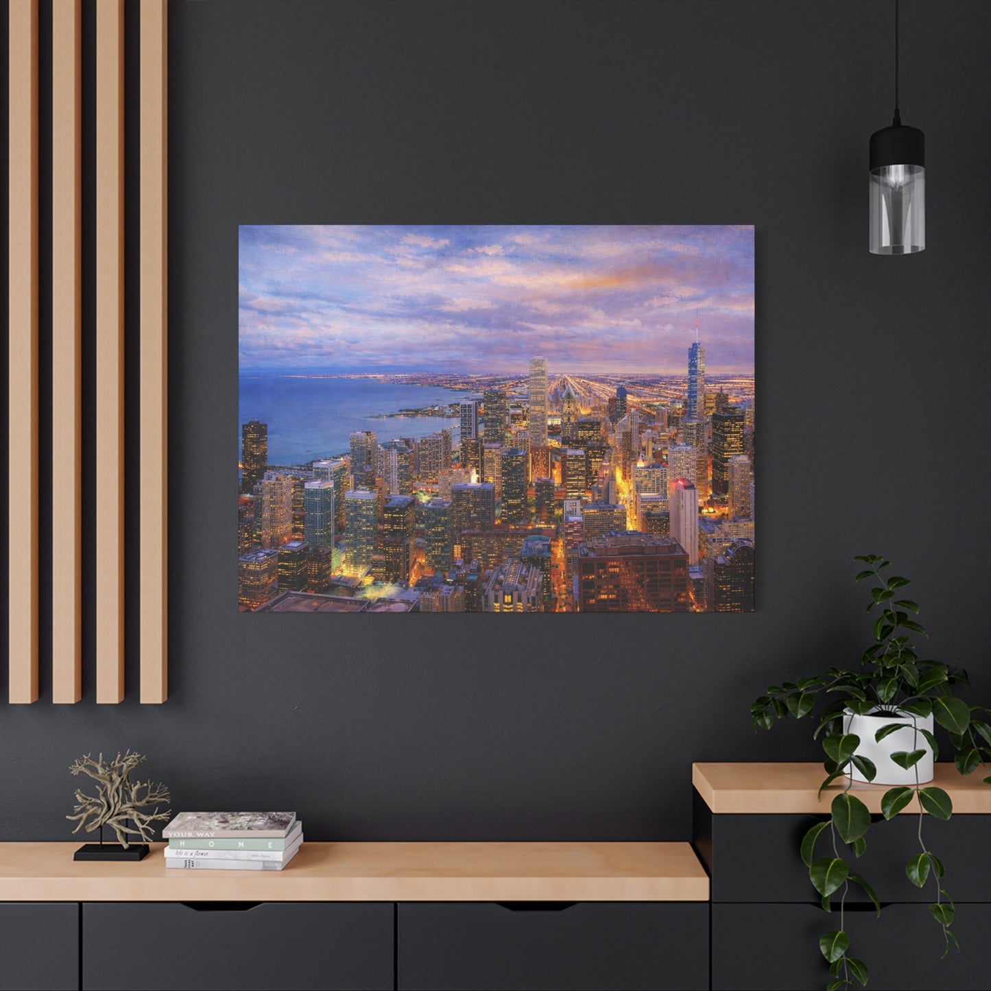 Chicago Skyline Canvas Wall Art – Sunset Cityscape Print, Downtown Chicago Decor, Urban Skyline Wall Decor