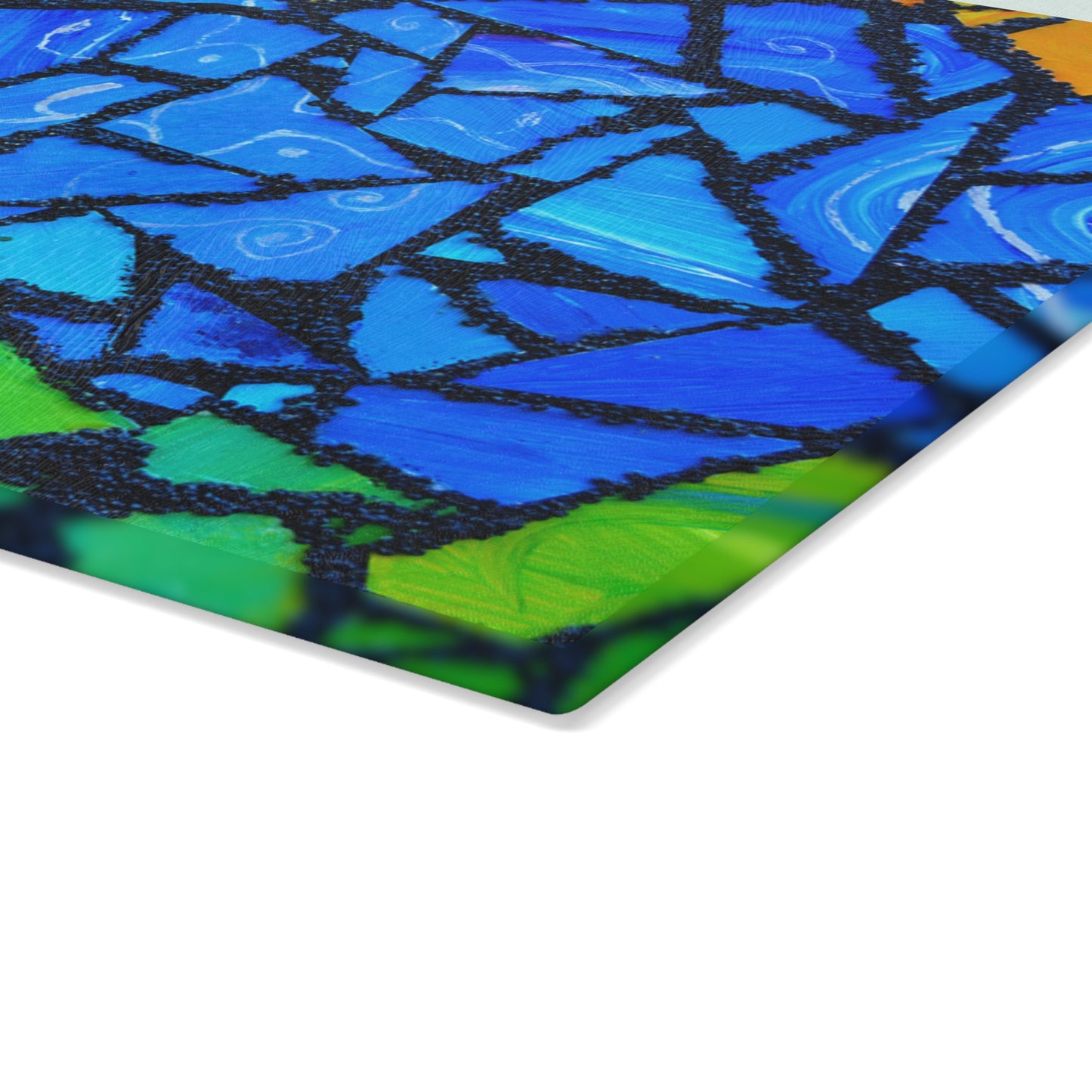 Blue Green Stained Glass Cutting Board | Mosaic Kitchen Decor