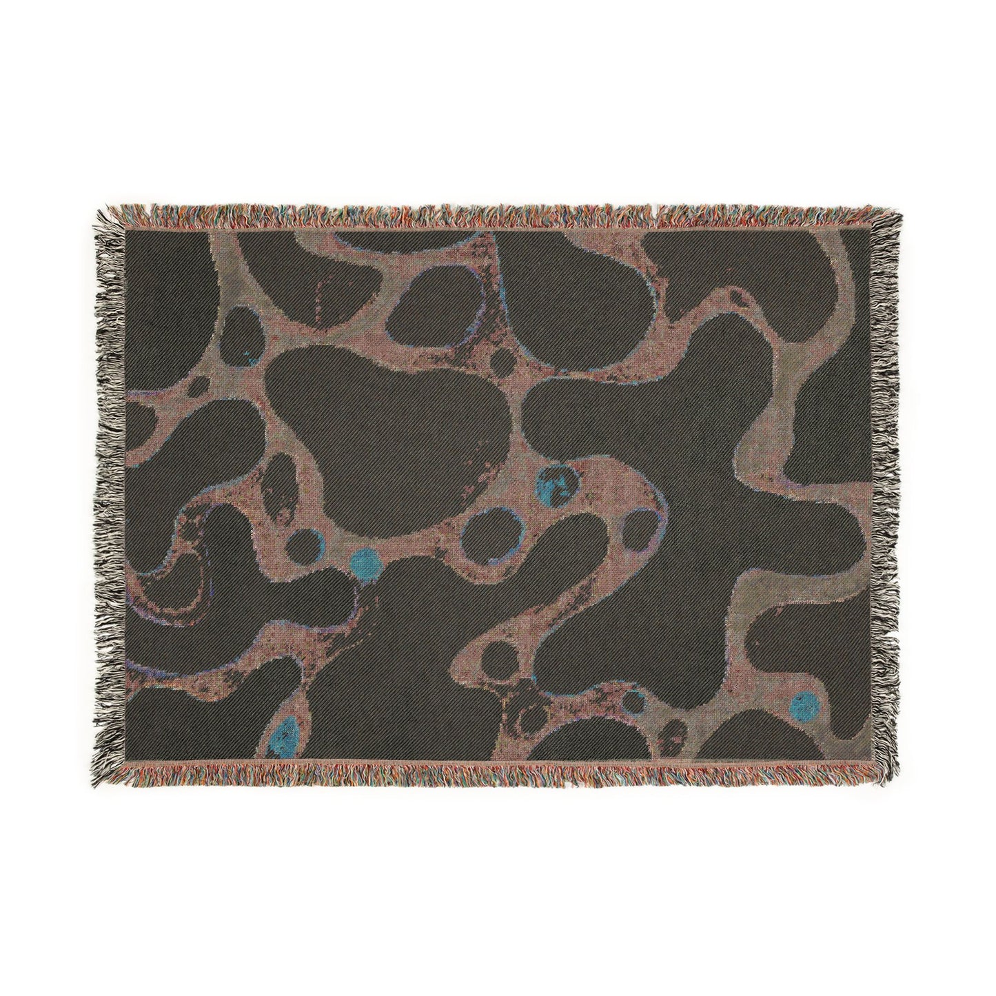 Abstract Blue & Yellow Woven Throw Blanket | Mid-Century Modern Decor