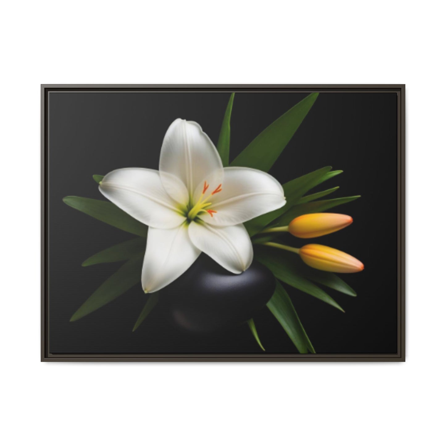 White Lily Wall Art Canvas Print Framed | Elegant Floral Wall Decor for Bedroom, Living Room, Bathroom