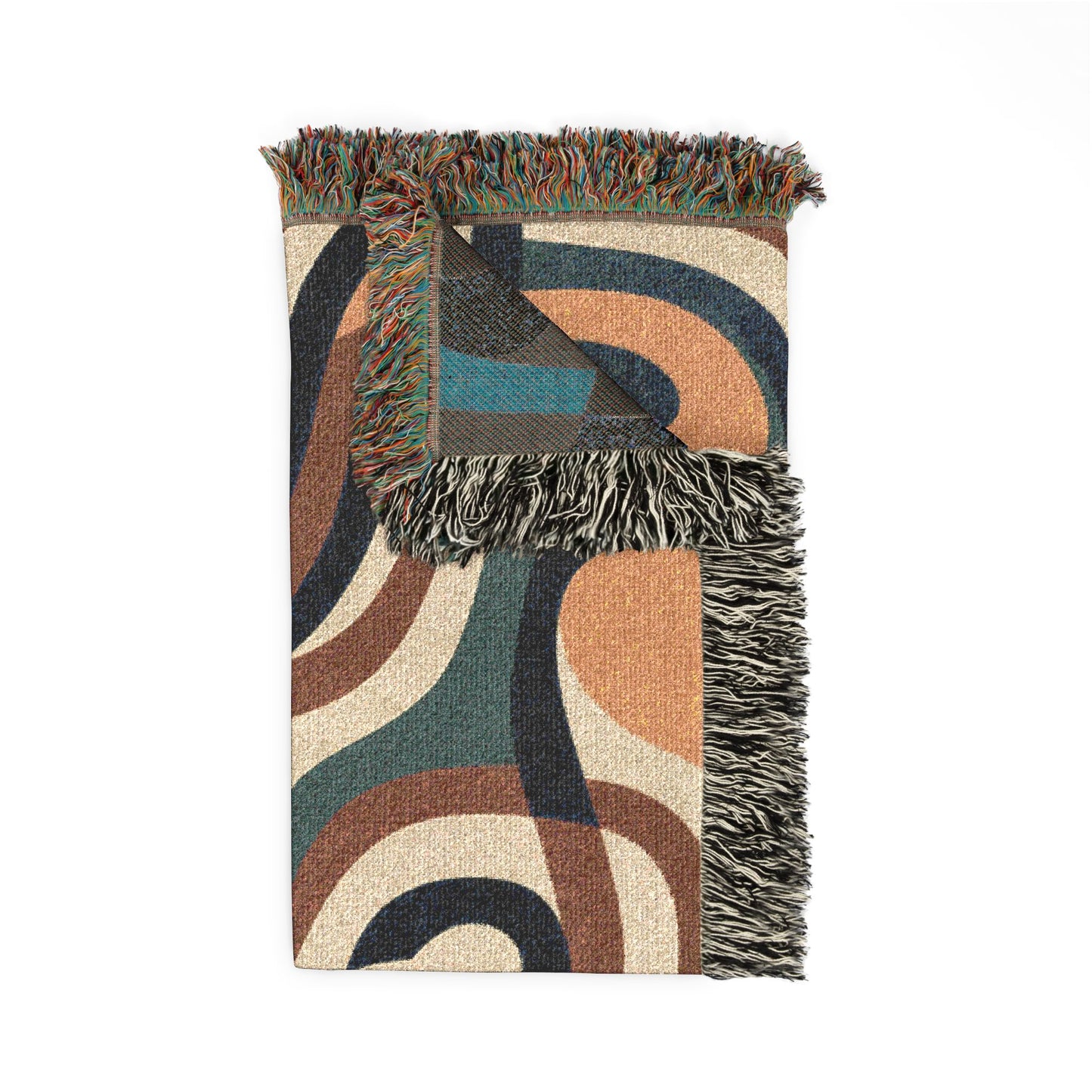 Retro Abstract Woven Blanket – Mid-Century Boho Throw for Couch & Wall Décor