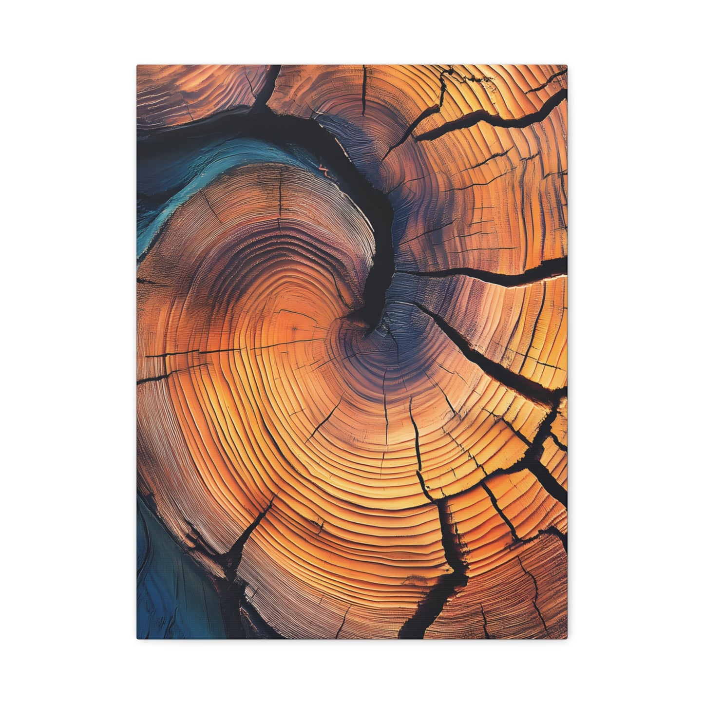 Colorful Wood Ring Canvas Wall Art, Abstract Tree Slice Print, Modern Rustic Decor, Vibrant Tree Rings Art on Canvas, Earthy Boho Wall Print