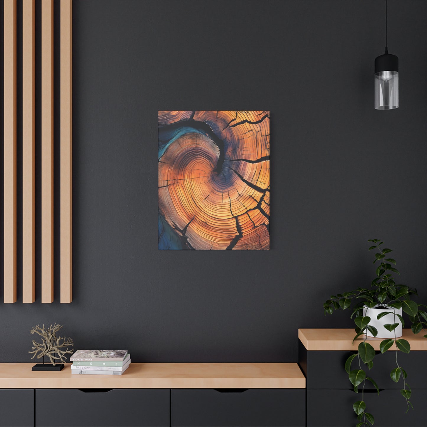 Colorful Wood Ring Canvas Wall Art, Abstract Tree Slice Print, Modern Rustic Decor, Vibrant Tree Rings Art on Canvas, Earthy Boho Wall Print
