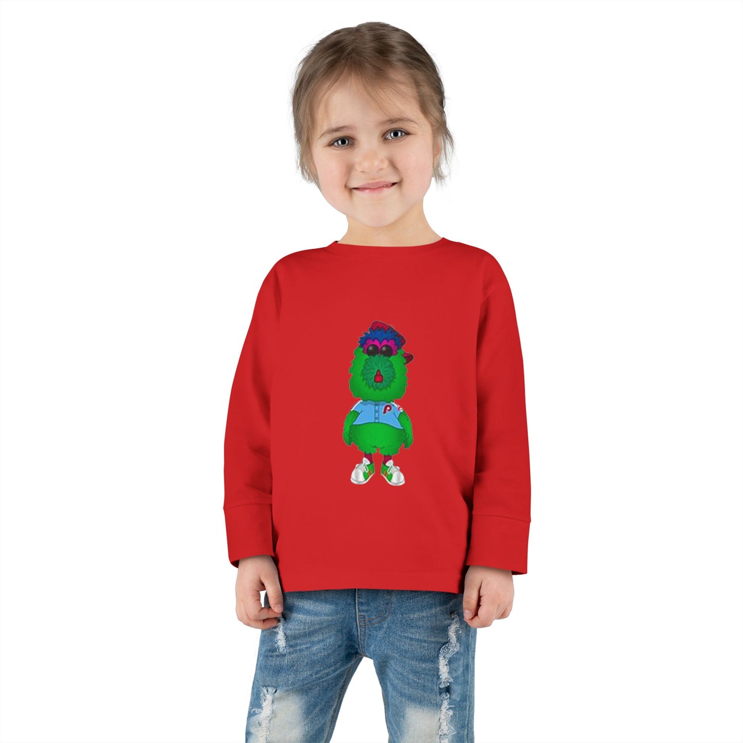Cartoon Monster Toddler Long Sleeve Tee | Funny Baseball Fan Shirt
