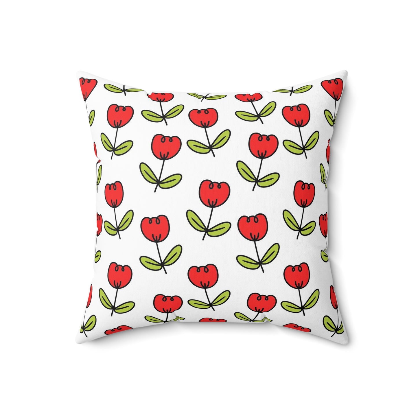 Spring Red Tulips Indoor Pillow | Floral Decorative Cushion