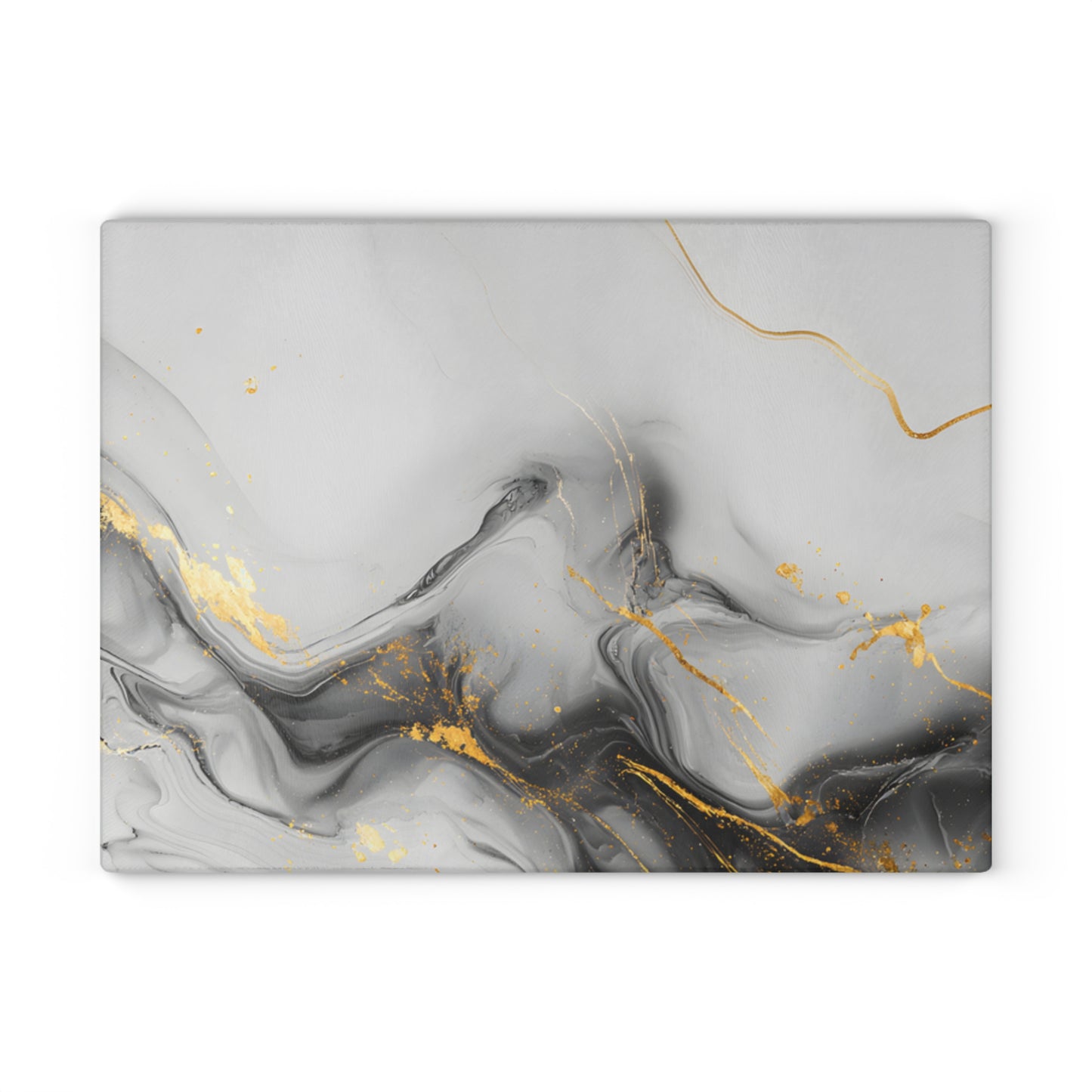Marble-patterned surface with gold accents on a white background