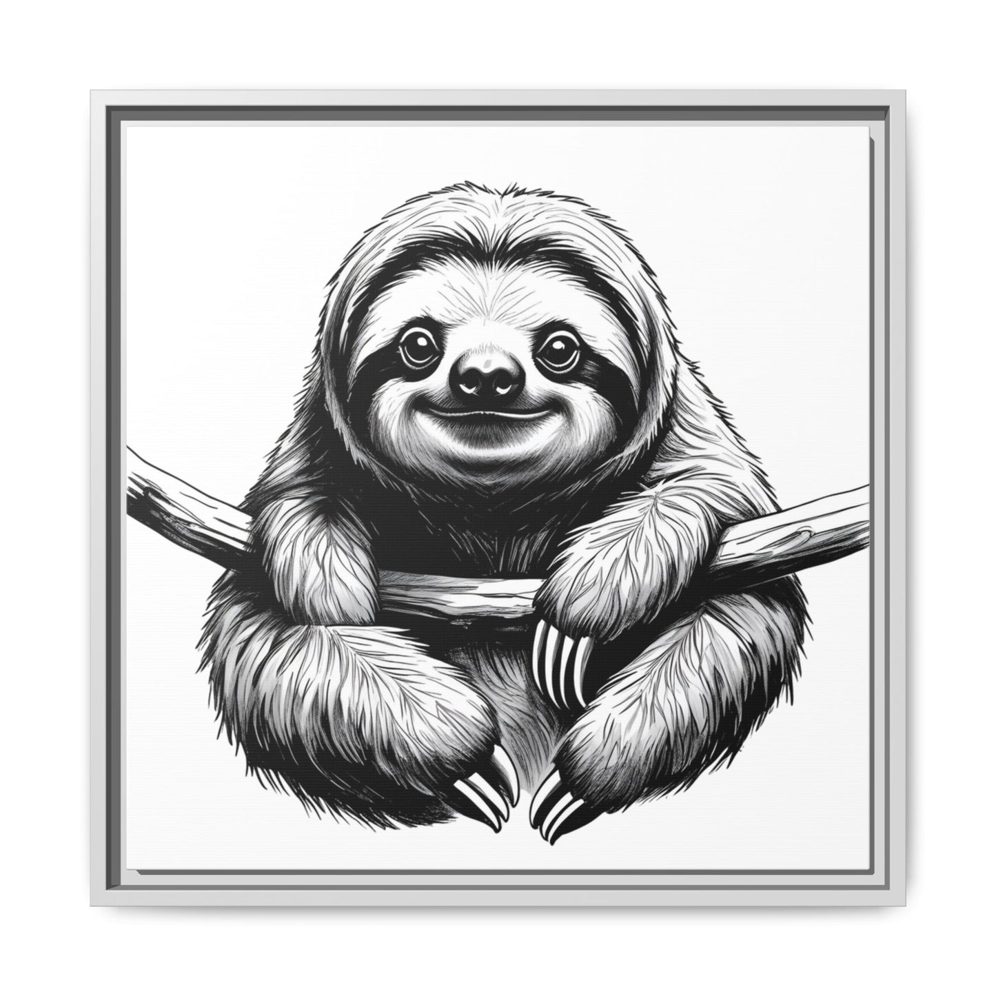 Adorable Sloth Hanging from Tree Branch Black & White Animal Wall Art, Cute Sloth Print, Jungle Theme Nursery Decor, Baby Shower Gift