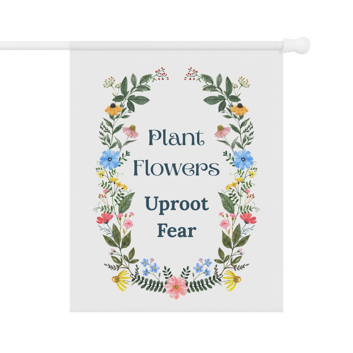 Decorative banner with floral design and motivational quote on a white background