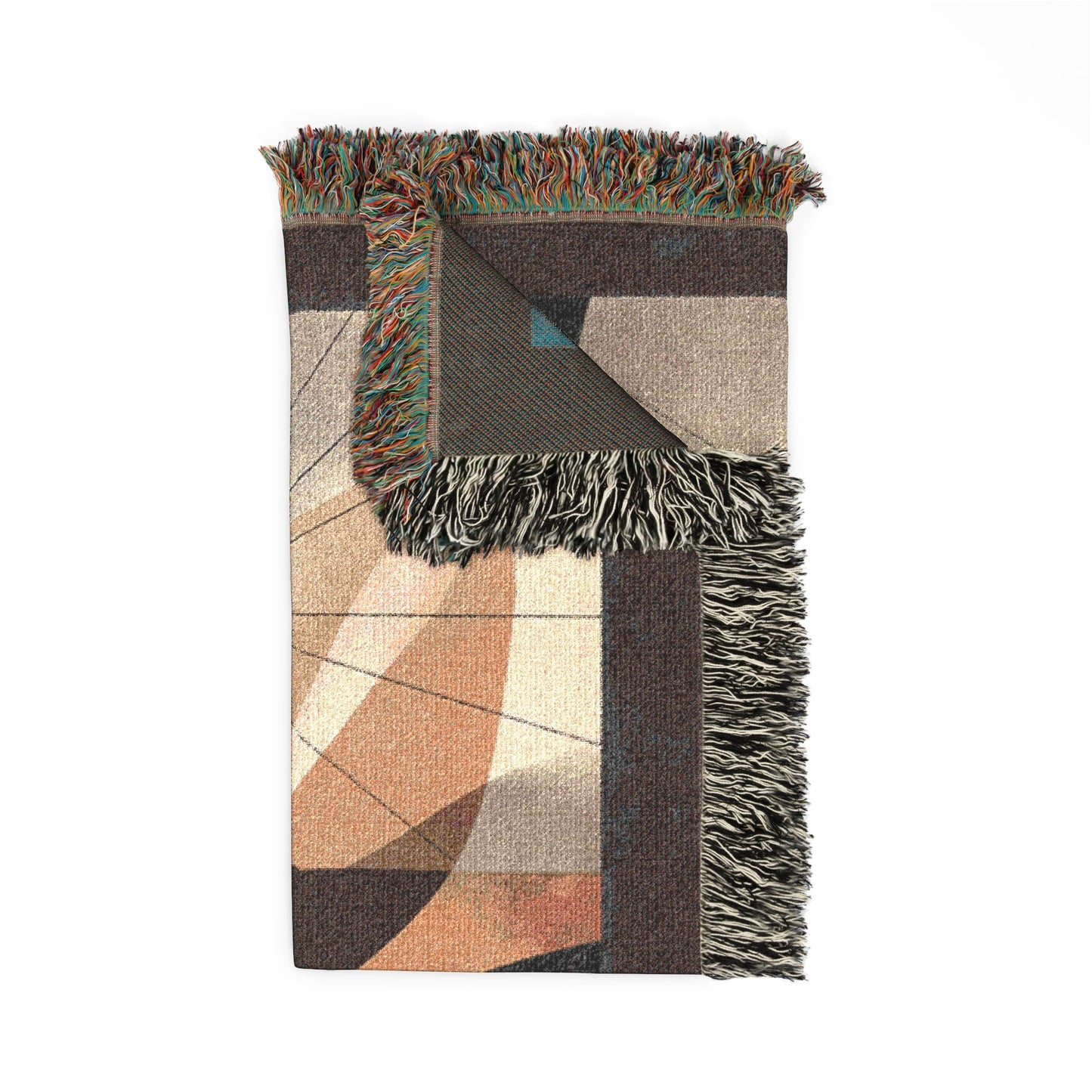 Modern Abstract Woven Throw Blanket | Mid Century Boho Tapestry | Neutral Geometric Home Decor