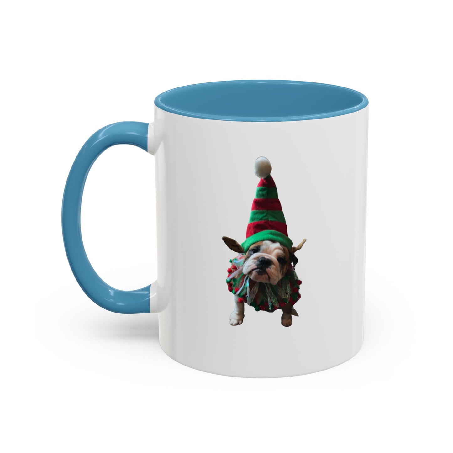 Funny Christmas Bulldog Mug – Cute Dog Elf Holiday Coffee Cup – Bulldog Lover Gift – Christmas Dog Mug – Festive Puppy Mug