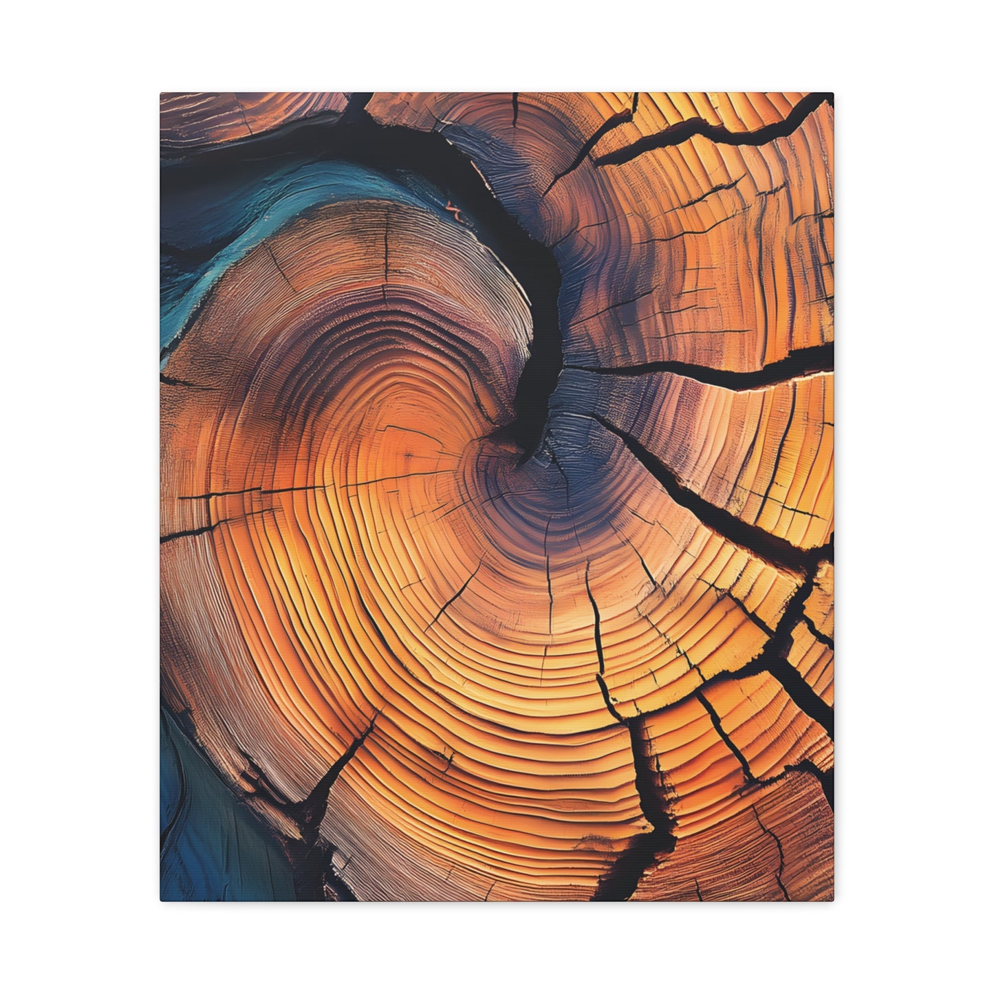 Colorful Wood Ring Canvas Wall Art, Abstract Tree Slice Print, Modern Rustic Decor, Vibrant Tree Rings Art on Canvas, Earthy Boho Wall Print
