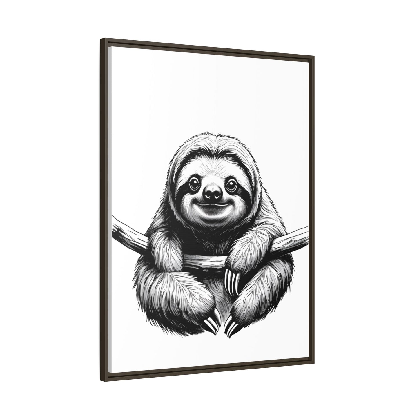 Adorable Sloth Hanging from Tree Branch Black & White Animal Wall Art, Cute Sloth Print, Jungle Theme Nursery Decor, Baby Shower Gift