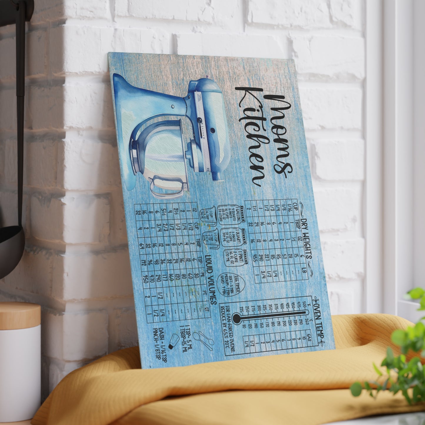 Glass Cutting Board with Conversion Charts | Baking Kitchen Gift