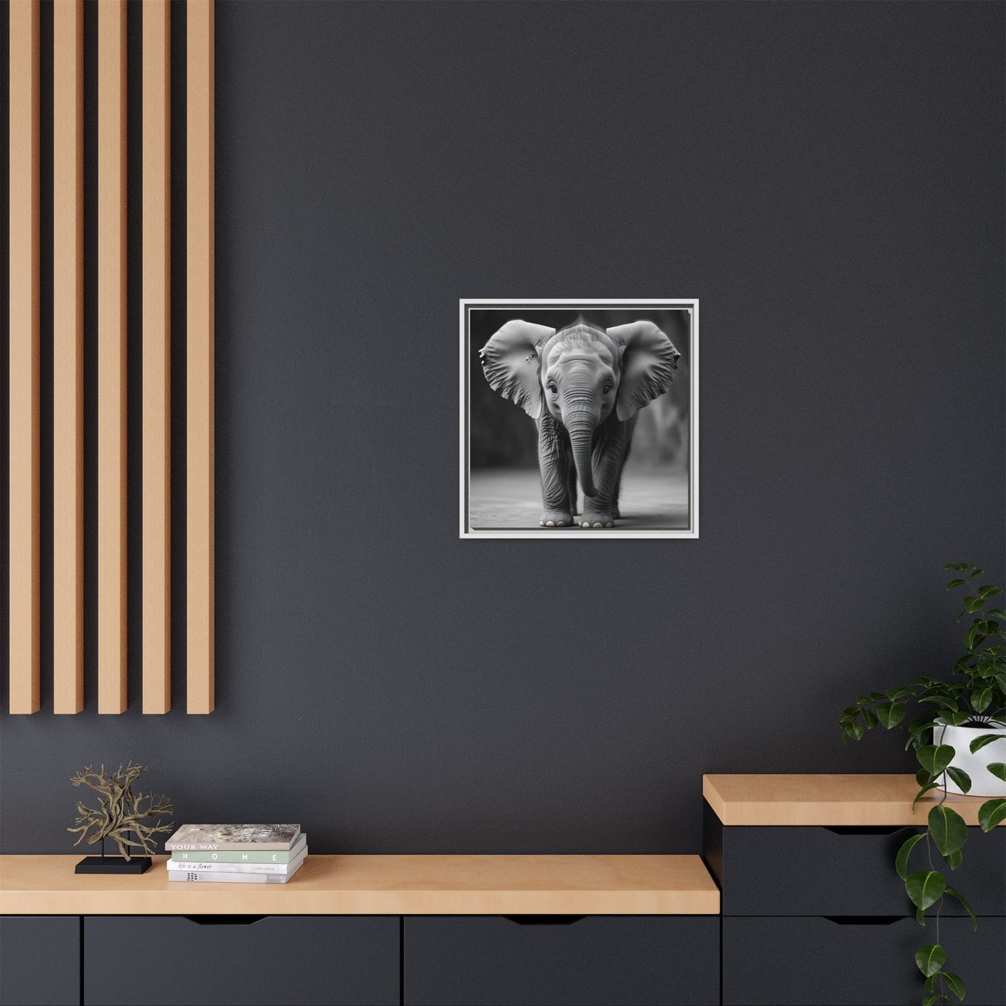 Adorable Baby Elephant Wall Art Black & White Wildlife Photography Print, Cute Safari Animal Home Decor, Elephant Lover Gift