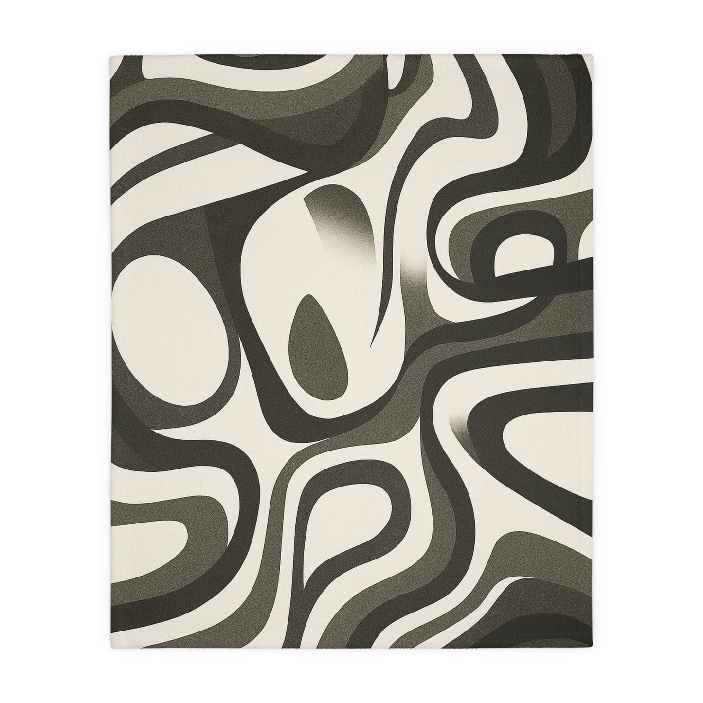 Abstract Retro Swirl Velveteen Throw Blanket | Neutral Modern Sofa Decor