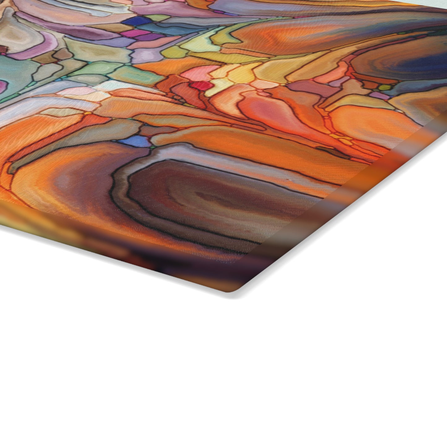 Abstract Color Swirl Glass Cutting Board | Multicolor Fluid Art Kitchen Decor