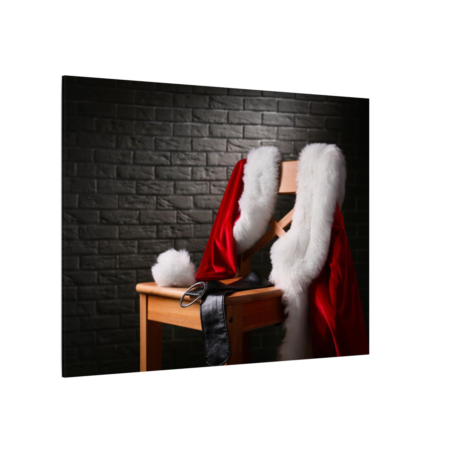 Canvas Wall Art, Santa Claus Belt Jacket Hat Festive Holiday Decor, Christmas Print