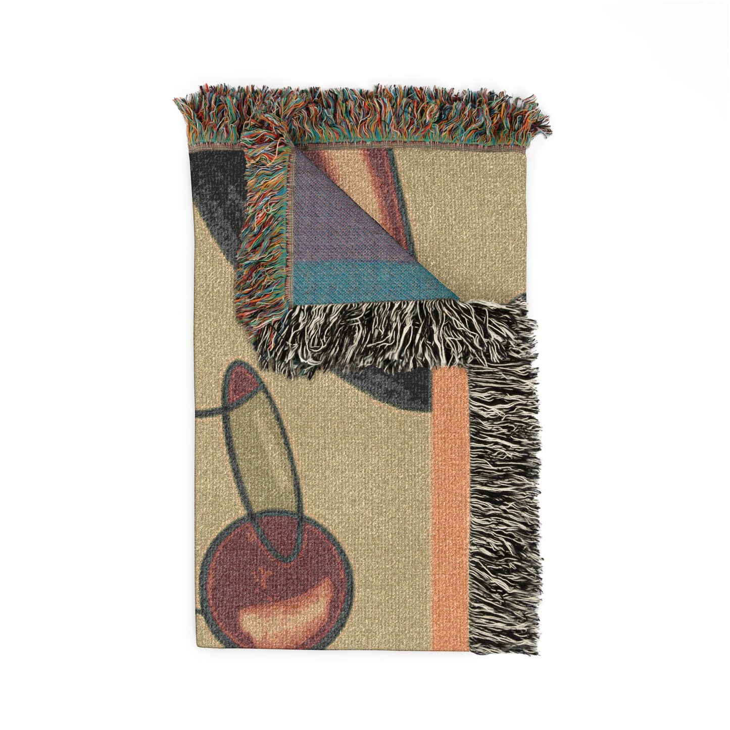 Mid Century Modern Abstract Woven Throw Blanket – Retro Art Deco Geometric Design