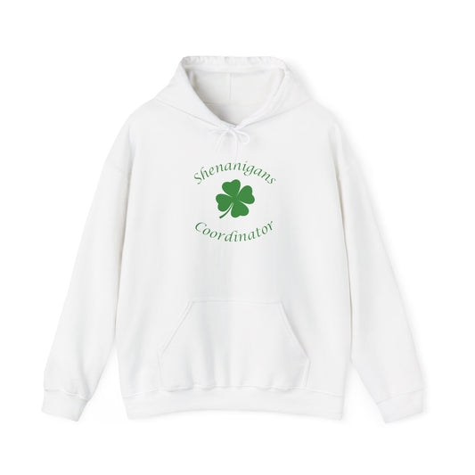 Shenanigans Coordinator Hoodie – Funny St Patrick’s Day Sweatshirt with Shamrock | Irish Party Hoodie Gift
