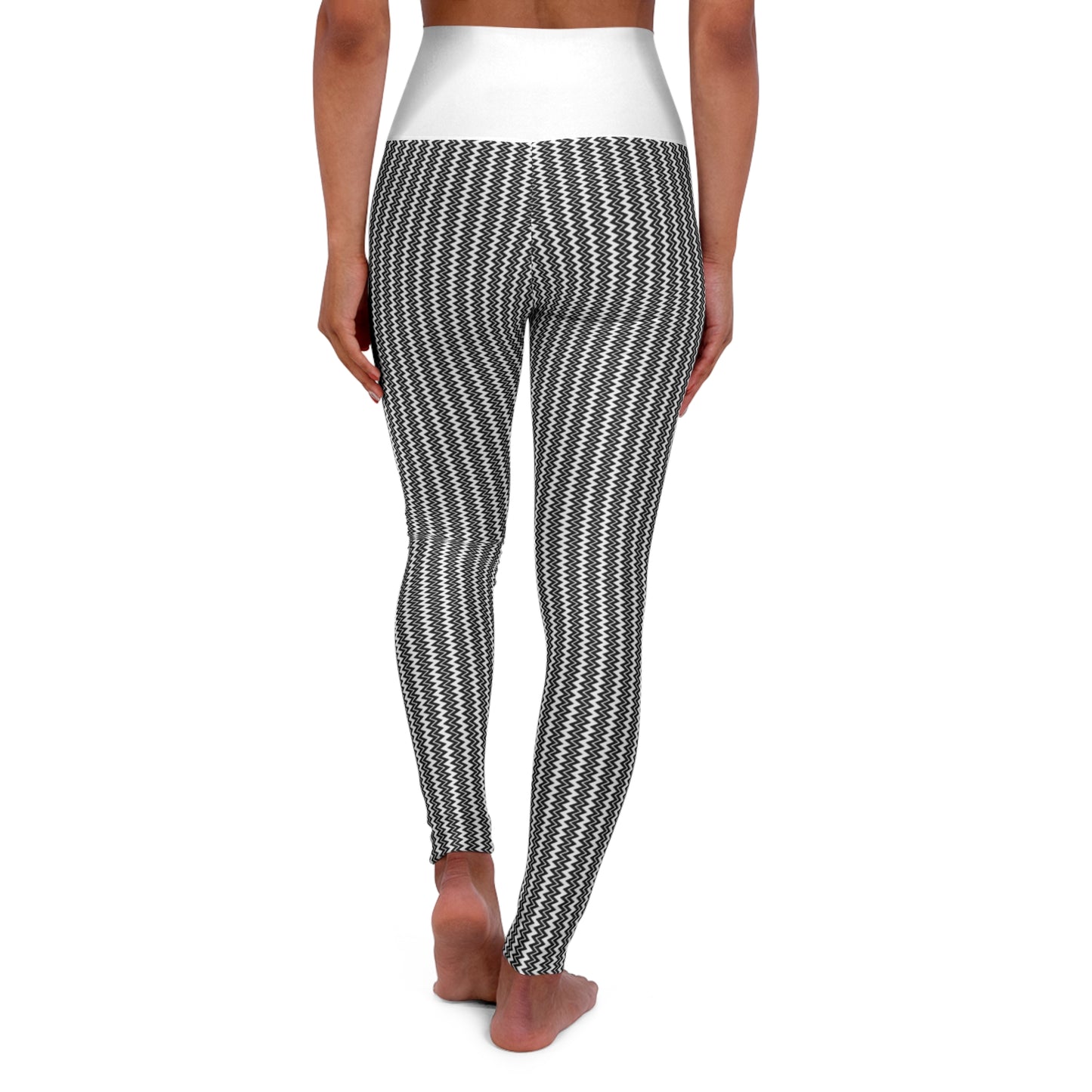 High-Waist Gray Pinstripe Yoga Leggings — Stretchy All-Over Print Activewear
