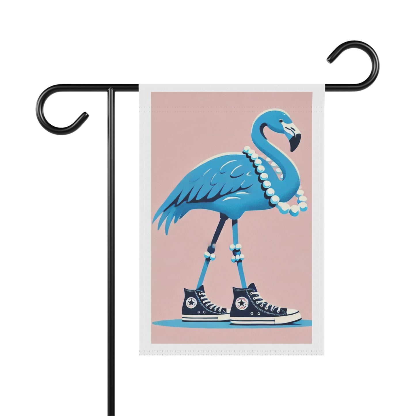 Blue Flamingo, Garden Flag, Pearls, High Top Sneakers