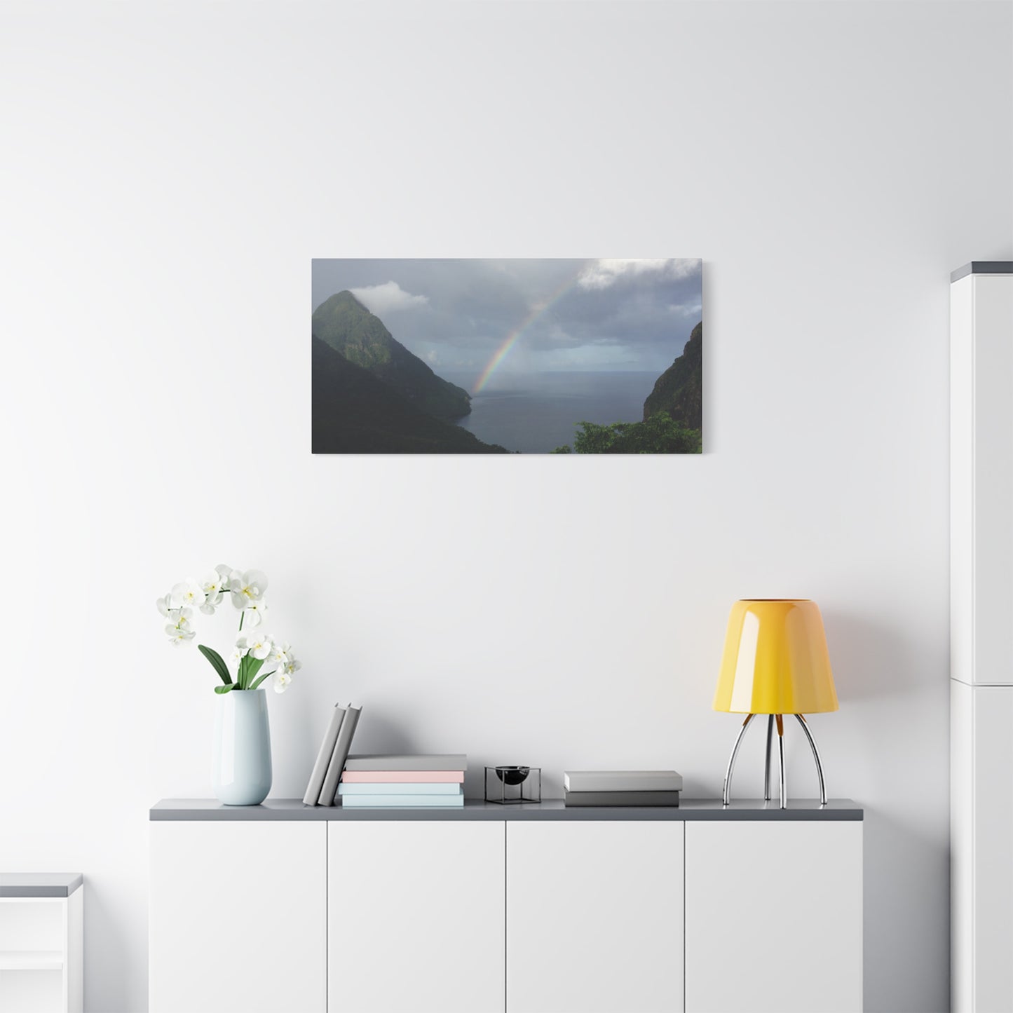 St. Lucia Pitons Rainbow Canvas Art | Caribbean Landscape Photography