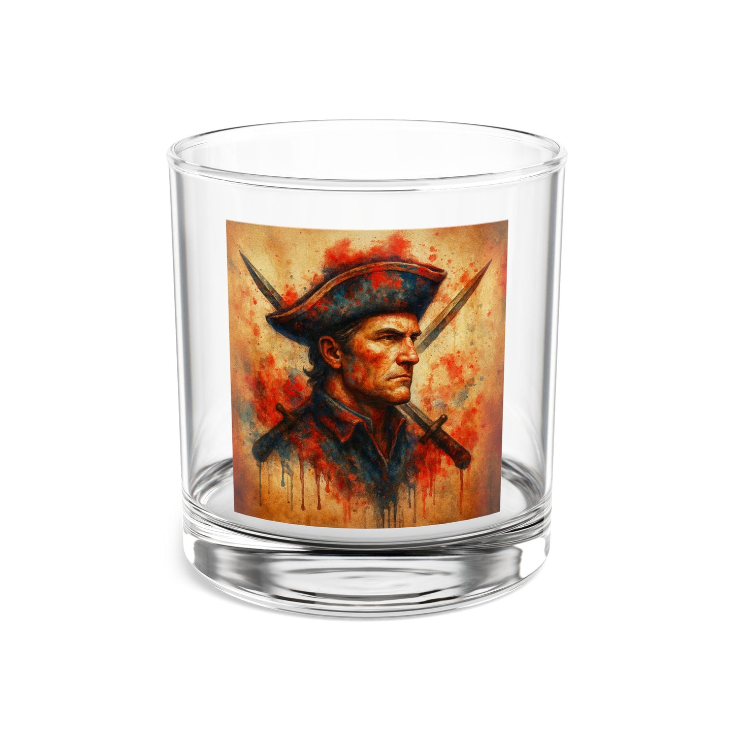 Patriot Pop Surrealism Whiskey Glass – New England Warrior Art Rocks Glass