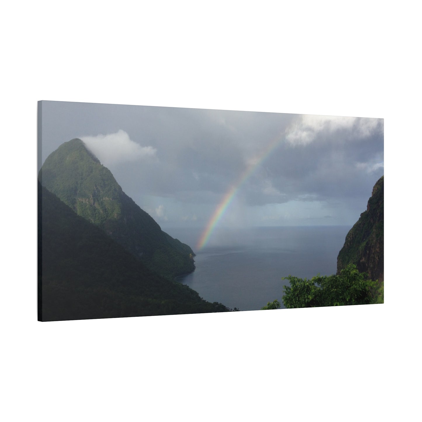 St. Lucia Pitons Rainbow Canvas Art | Caribbean Landscape Photography